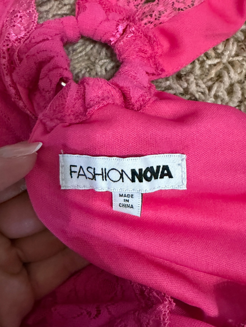 Fashion Nova Hot Pink Lace Maxi Dress - Picture 5 of 6